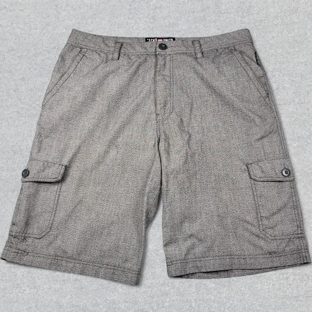 Ecko Unltd Cargo Shorts Men's 36 Gray Flat Front Casual Outdoor Streetwear Retro